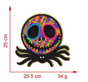 แพทช์ปักลายผีแมงมุมสุดน่ารัก ขนาดใหญ่ ขอบสีทอง ลายธีมฮาโลวีน สำหรับตกแต่งเสื้อฮู้ดและกระเป๋า - Product Image 4