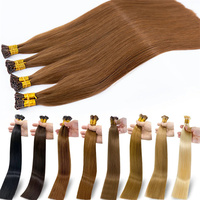 Extensions de cheveux humains pré-collées en platine, lisses, à pointe en I, en kératine, de type Remy russe vierge, avec mèches réelles, à pointe bâton