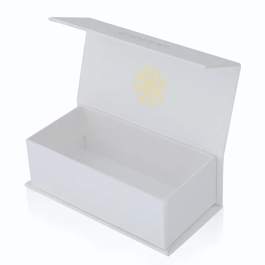 OEM-caja de papel magnético plegable con diseño personalizado, caja de cartón con logotipo personalizado en color blanco para regalo de cumpleaños y boda