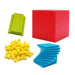 Conjunto de blocos decimais de brinquedo de plástico para matemática, blocos de matemática com base de dez