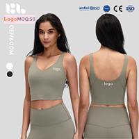 Bra Olahraga Wanita Longline Tanpa Kawat Berpadding Lembut Seperti Mentega Kompresi untuk Latihan Kebugaran, Crop Cami untuk Gym Pilates dan Pemakaian Sehari-hari