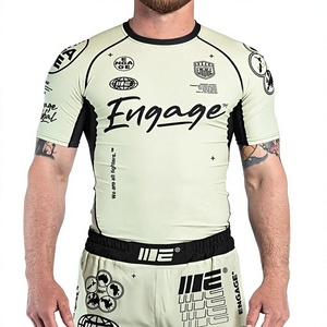 Haut de compression à manches courtes pour homme, séchage rapide, imprimé par sublimation, pour entraînement athlétique, MMA et grappling - Product Image 1