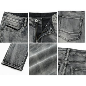 Jean en denim vintage élégant à taille basse et coupe droite, avec poches classiques et fermeture éclair, idéal pour le style streetwear, le hip-hop, le punk et le quotidien. - Product Image 5