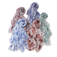 Écharpes ethniques Hijab pour femmes musulmanes, grande taille, en mousseline de soie respirante, imprimé floral numérique, châle foulard d'été de Chine