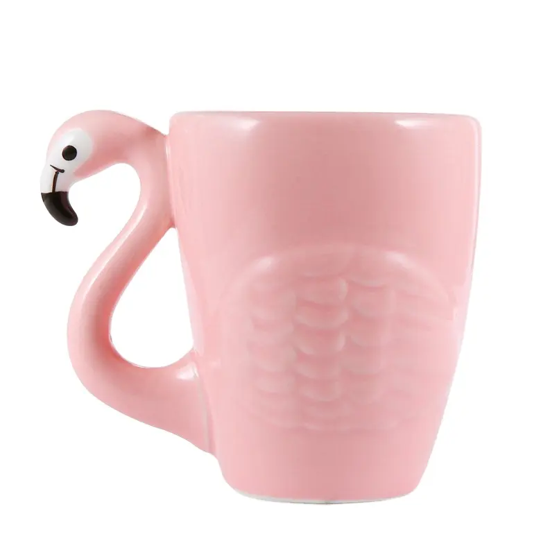 Tasse à café motif flamant rose 3D, tasses à thé drôles, 15 onces, en céramique, tasse à offrir, pour fille
