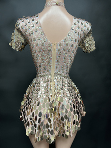 NOVANCE-Robe de soirée de luxe à paillettes dorées à col haut, robe d'anniversaire sexy pour fête, tenue de danse, or et dubaï, <span class=keywords><strong>2023</strong></span> - Product Image 6