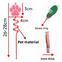 Pailles spirales Yama Paw Print – Indispensables pour décorer les boissons lors de fêtes et rassemblements – Grand format, style dessin animé coloré, en PET