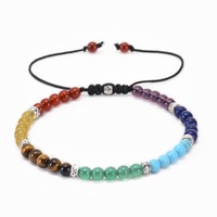 Bracelet tressé en pierres naturelles 4 mm, 7 chakras, œil de tigre, jaspe impérial, bijoux Reiki Yoga pour femmes et hommes