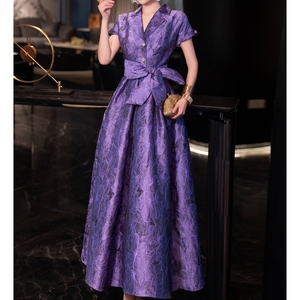 Abbigliamento donna <span class=keywords><strong>Boutique</strong></span> all'ingrosso per l'estate nuovo abito da banchetto elegante con orlo lungo Jacquard temperamento taglie forti vestito 4XL - Product Image 4