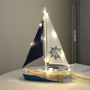 Nuovo Modello di Barca a <span class=keywords><strong>Vela</strong></span> LED HYG12 in Stile Mediterraneo, Ornamento in Legno per Regalo di Compleanno per Ragazzi - Product Image 6