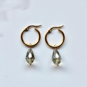 Boucles d'oreilles créoles minimalistes <span class=keywords><strong>en</strong></span> cristal plaqué or <span class=keywords><strong>en</strong></span> acier inoxydable avec strass, étanches et hypoallergéniques, <span class=keywords><strong>bijoux</strong></span> de mode - Product Image 1