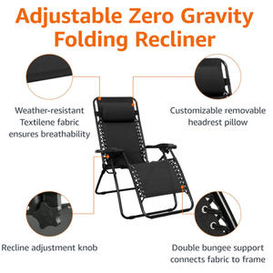 Silla de playa plegable de gravedad cero para trabajo pesado, tumbona ajustable de Metal para exteriores para patio, Hotel, Villa, uso en la playa - Product Image 3
