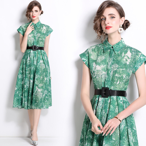 <span class=keywords><strong>Mode</strong></span> dames été nouveau élégant revers à manches courtes <span class=keywords><strong>grande</strong></span> <span class=keywords><strong>taille</strong></span> robe Boutique <span class=keywords><strong>vêtements</strong></span> pour femmes en gros - Product Image 1