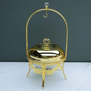 Plat à chafing en acier inoxydable plaqué or 4,0 L avec couvercle, chauffe-plat pour hôtel et restaurant - Product Image 3