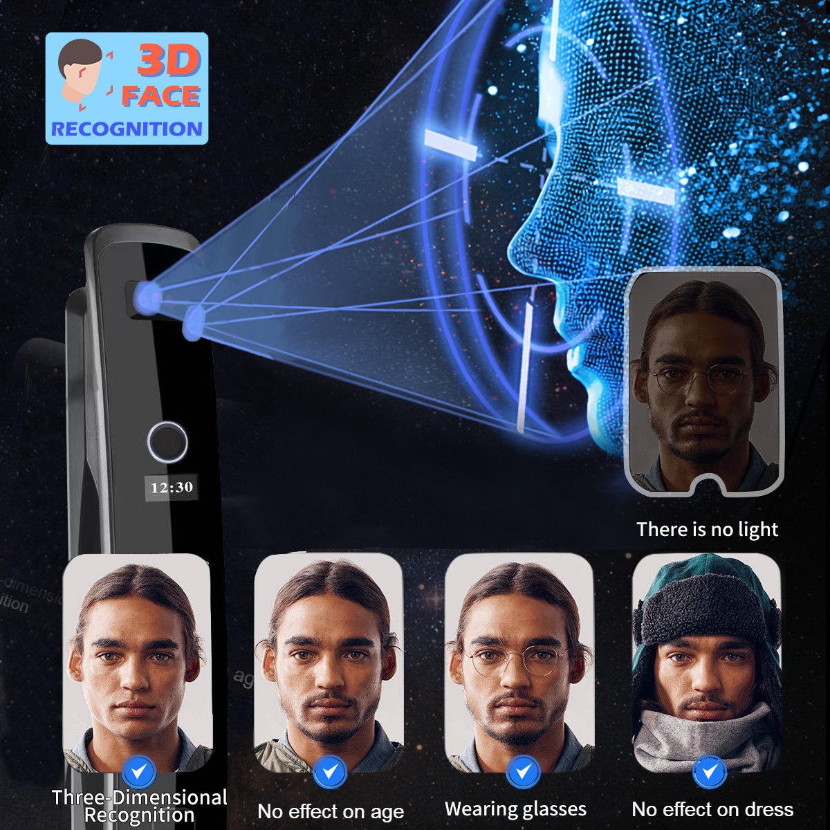 Factory Price 3D Face Recognition Biometric Fingerprint Smart Door Lock Wishome Wifi Digital Locks · image 2
