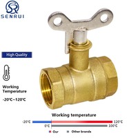 Robinet à bille en laiton manuel OEM haute température, verrouillable, 1/2 po et 1 po, pour compteur d'eau, avec verrouillage croisé et interrupteur de tuyau à clé