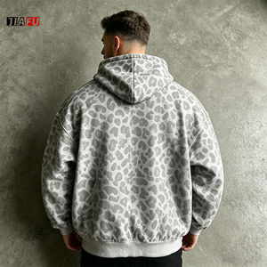 <strong>Men's</strong> <strong>Hoodies</strong> Sweatshirts Oversized Blank Zip up Hooded High Quality Fleece Leopard Print <strong>Hoodies</strong> <strong>for</strong> <strong>Men</strong> Custom Manufacturer - Product Image 3