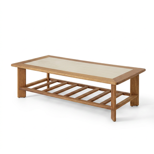Modern Wooden <b>Coffee</b> <b>Table</b> with Lower Storage Shelf <b>Rectangle</b> Design for Living Room Furniture - Product Image 1