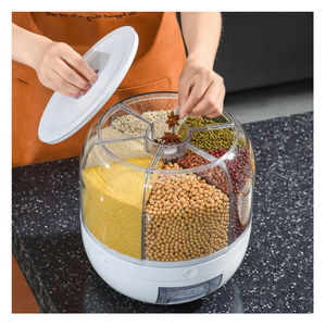 Réservoir de stockage de céréales de cuisine moderne, en plastique de qualité alimentaire, moulé par injection, à plusieurs compartiments, avec couvercle hermétique, résistant à l'humidité - Product Image 1