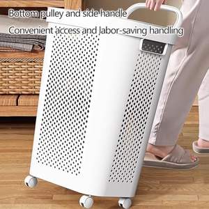 ตะกร้าใส่เสื้อผ้าสกปรกขนาดใหญ่ตะกร้าใส่เสื้อผ้าพลาสติกพร้อมฝาล้อสินค้าในครัวเรือน - Product Image 3