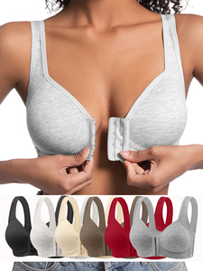 Reggiseno a Costine per Uso Quotidiano con Chiusura Frontale Senza Ferretto, Intimo Donna Traspirante Imbottito, Reggiseno Morbido Elasticizzato Tipo Canotta - Product Image 2