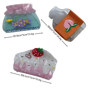 Wow Sheila Support personalizar Nueva horquilla de pastel de crema para Primavera Verano lindo disco tiburón diseño ácido acético dulce garra para el cabello - Product Image 2