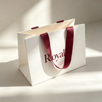 Bolsas de Papel Blancas con Logotipo Personalizado, Bolsas de Regalo de Lujo con Asa de Listón para Boutique, Venta al Por Mayor