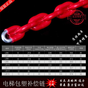 Chaîne de compensation d'ascenseur plastifiée LB6 LB7 LB8 LB9 LB10 LB11 LB12 pour ascenseurs droits - Product Image 1