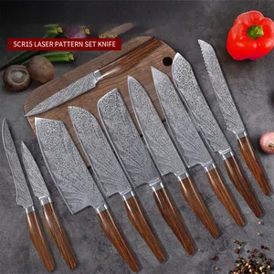 Logo personnalisé Meilleures ventes ensembles de couteaux damas ensemble de couteaux japonais ensemble de couteaux de chef damas