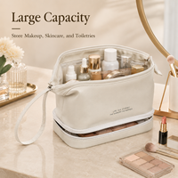 Femmes mignon concepteur grand spacieux Double couche Portable fermeture éclair pour trousse de toilette Logo personnalisé blanc en cuir PU voyage trousse de maquillage