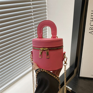 2025 Double Zipper <strong>Mini</strong> Chain Fashion Personalized Trendy Handheld Single Shoulder Cross Shoulder Cylindrical Women's <strong>Bag</strong> - Product Image 5