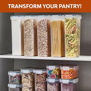 Juego de 24 piezas de plástico hermético sin Bpa, organizador de cocina apilable, paquete de 42 cereales, contenedor de caja de almacenamiento de alimentos secos - Product Image 4