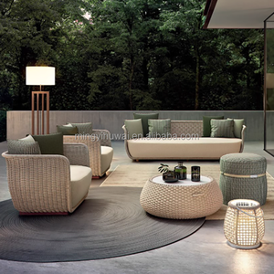 Canapé <span class=keywords><strong>de</strong></span> <span class=keywords><strong>jardin</strong></span> en rotin PE personnalisé <span class=keywords><strong>de</strong></span> style nordique, cadre en aluminium, villa, hôtel, canapé en corde pour patio, meubles <span class=keywords><strong>de</strong></span> loisirs imperméables et durables pour l'extérieur - Product Image 1