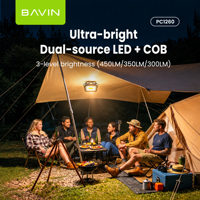 BAVIN PC1260 Lampe de camping 3-en-1, batterie solaire 4000mAh, boîte à outils multifonctionnelle, lanterne LED 450LM, batterie externe