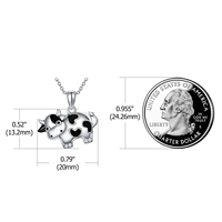 Bijoux mode animaux mignons Collier en argent sterling 925 avec zircon cubique en émail Collier avec pendentif animal vache