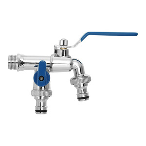 Robinet en cuivre à double poignée A305, montage sur plan, style industriel, pour machine à laver, jardin, usage extérieur - Product Image 3