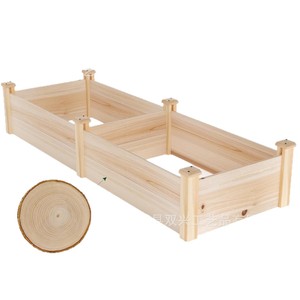 Wooden Flower Box <b>Planter</b> Natural Wood Color Outdoor Garden Balcony <b>Vegetable</b> Planting - Product Image 1