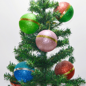 Boules <span class=keywords><strong>de</strong></span> Noël en plastique soufflé avec paillettes, 10 cm, 5 couleurs personnalisables, nouveauté 2022, pour décorations <span class=keywords><strong>de</strong></span> fêtes - Product Image 5