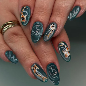 Uñas Postizas de Diseño Cuadrado Stiletto, Color Negro Ojo de Gato, Tridimensionales, Estilo Europeo Oscuro, Semimanuales, Fáciles de Aplicar, Precio al por Mayor - Product Image 4