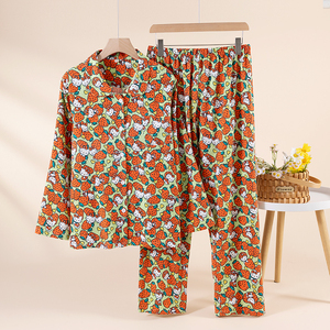 Pijamas de Algodón para Mujer, Manga Larga Holgada, 2 Piezas, Ropa de Dormir, Estilo Popular, Múltiples Colores Disponibles, Conjunto de Pijamas Suaves para Mujer - Product Image 3