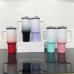 USA Spring New 40oz H2.0 Ombre Matt Powder Tumbler Black Under Vacuum <b>Water</b> <b>Bottle</b> Travel Camper Coffee Mug <b>with</b> <b>Straw</b> <b>for</b> Laser - Product Image 1