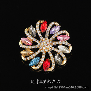 Flower Crystal Trendy Customized Gold Plated Peal Brooch Men's Women's Luxury Rhinddiamond Scarf Clip Wedding Engagement Party - Product Image 5