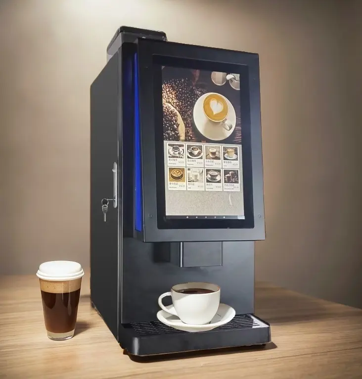 Outdoor Commercial Electric Touch Screen Fully Automatic Freshly Ground Instant Coffee Vending Machine