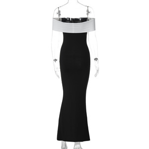 Lygens 5693 Abito Lungo Elegante Bianco e Nero Senza Spalline, Aderente, per Feste Estive e Occasioni Casual - Product Image 6