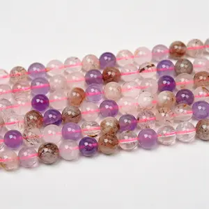 AAA Natural Stone Super Seven Crystal Bead 7 Rutilated Quartz Loose Round Strand for Jewelry Making