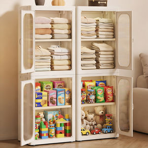 Folding Storage Cabinet White Translucent Doors Multi Layer Baby Clothes Toys Snacks Organizer Large Square Type - Product Image 2