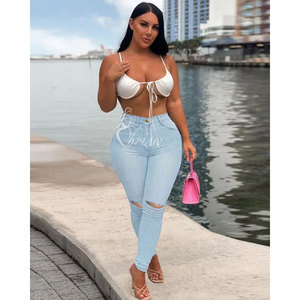 Jeans Colombianos <span class=keywords><strong>de</strong></span> Cintura Alta para Mujer, Estilo Mom, Elásticos, Ajustados, Rotos, Personalizados, Tallas Grandes - Product Image 4