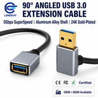Produsen Kustom USB 3.0 90 °   Kabel Ekstensi Sudut Kanan Kiri Atas Bawah Pria ke Wanita Berbahan Aluminium 5Gbps