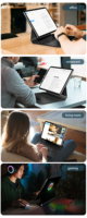 Étui Clavier Magique en Cuir pour iPad 12.9/13 Pro, Housse de Tablette Magnétique Fine avec Pavé Tactile Sans Fil MYJ6141