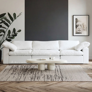 Ensemble modulaire sectionnel en tissu éponge White Cloud Wind Corner pour salon, en coton et lin, idéal pour appartement et centre commercial - Product Image 1